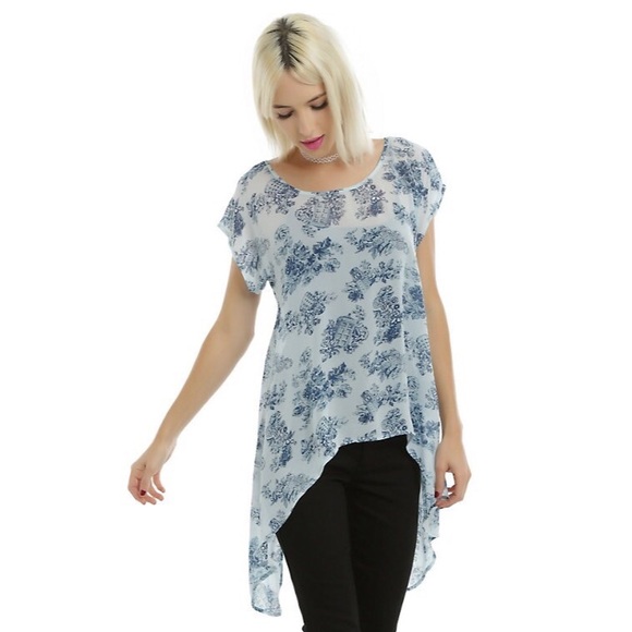 Hot Topic Tops - Doctor Who Floral Tardis Chiffon Split Back Top